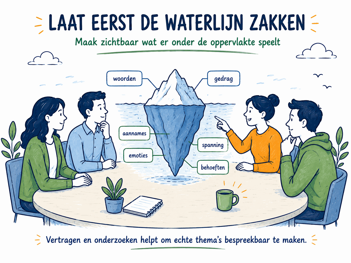 Laat eerst de waterlijn zakken — wat je in een team ziet en wat eronder zit